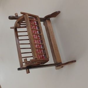 Vintage Dollhouse Wooden Rocking Cradle
